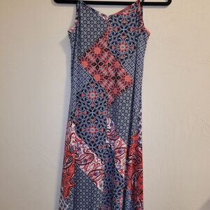 Nina Leonard Midi Handkerchief Dress Womans Size S Spaghetti Straps Strappy Back